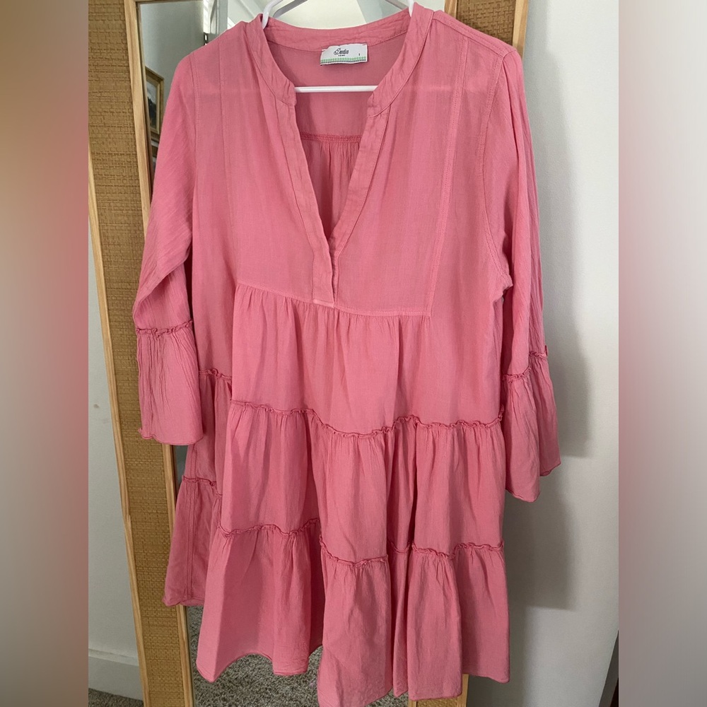 Devotion Twins pink cotton tiered dress - Picture 1 of 3